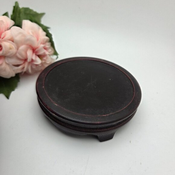 Vintage Globe Wood Vase with Base Mango Accents - Picture 5 of 16